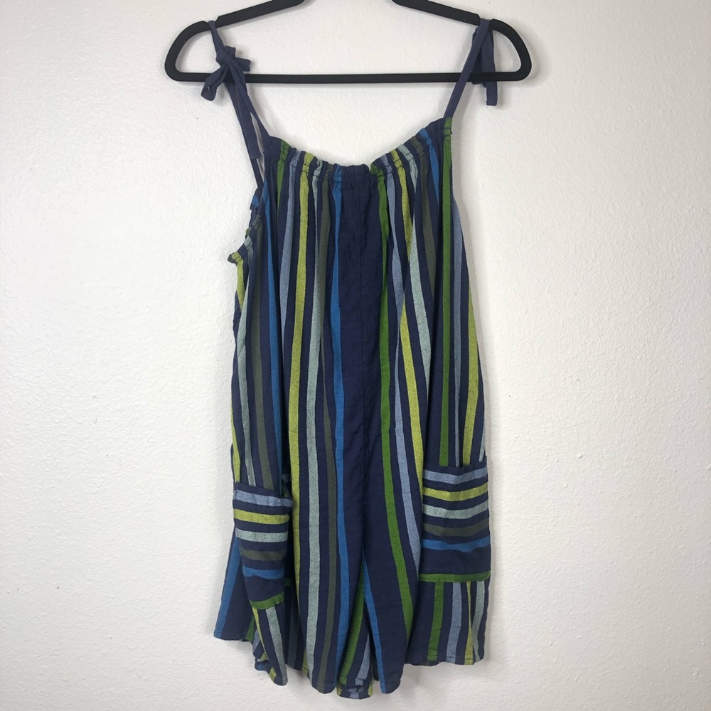 aerie vertical striped romper baggy big pockets casual summer vacation beachy
